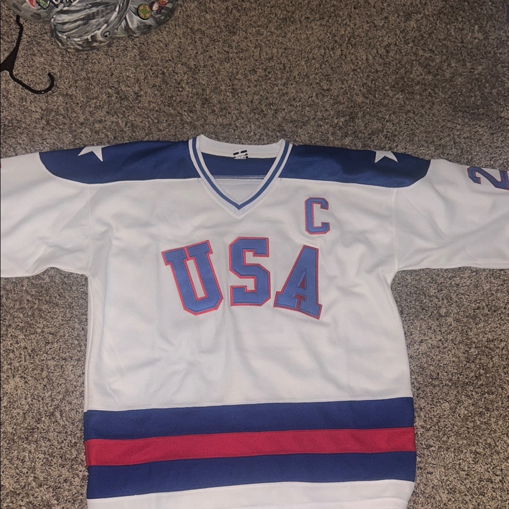 USA Mike Eruzione 1980 Stitched Miracle on Ice Jersey (Men’s XL)